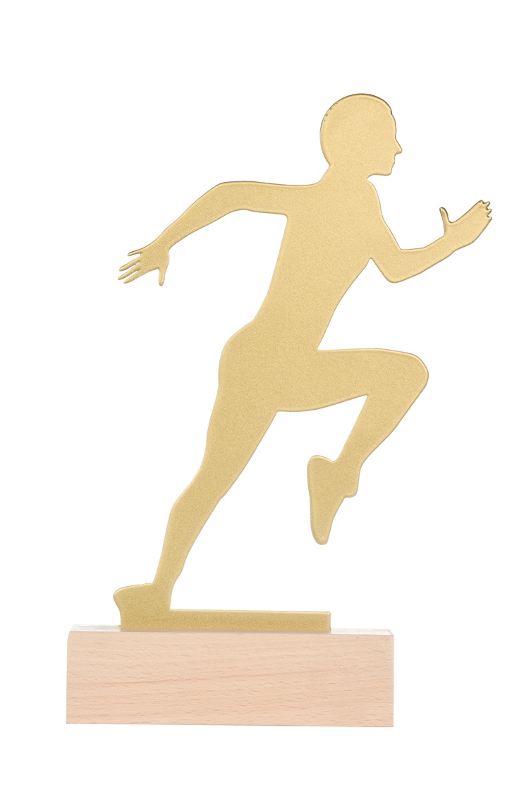 WM18  WOODEN/METAL STATUETTE RUNING H:       WM18